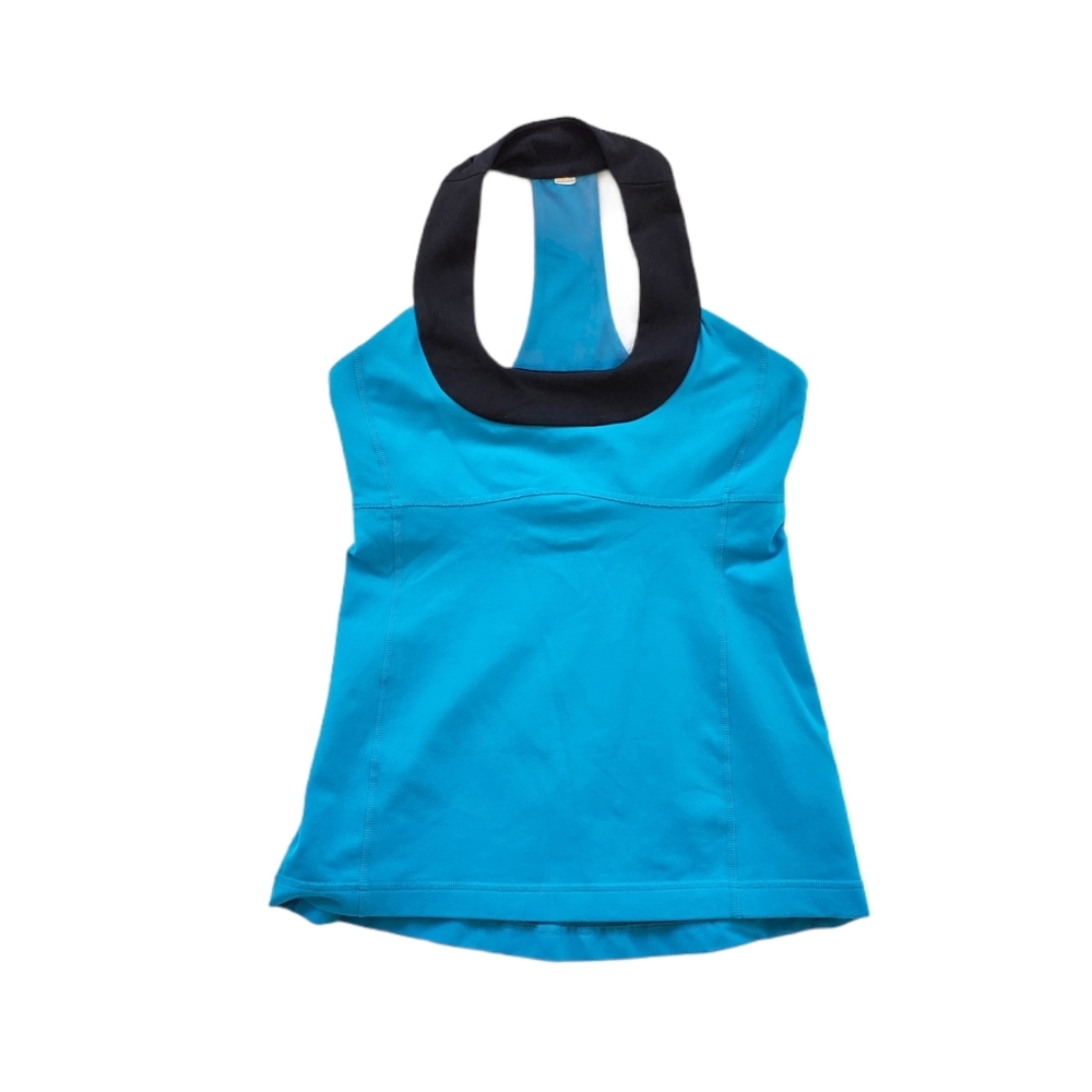 Lululemon Scoop Neck Tank Blue and Black Halter Neckline Y2K Womens Sz 6